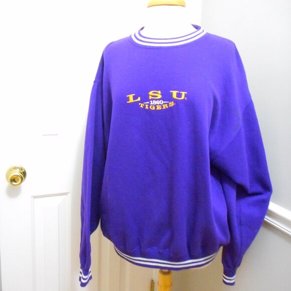 Red Oak LSU Tigers 1860 Embroidered Purple Sweater Women's Sz M Cotton/Poly - Picture 1 of 8